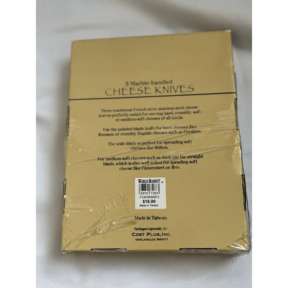 World Market Marble-Handled Cheese Knives Set of 3 – Stainless Steel – NIB - Picture 2 of 2